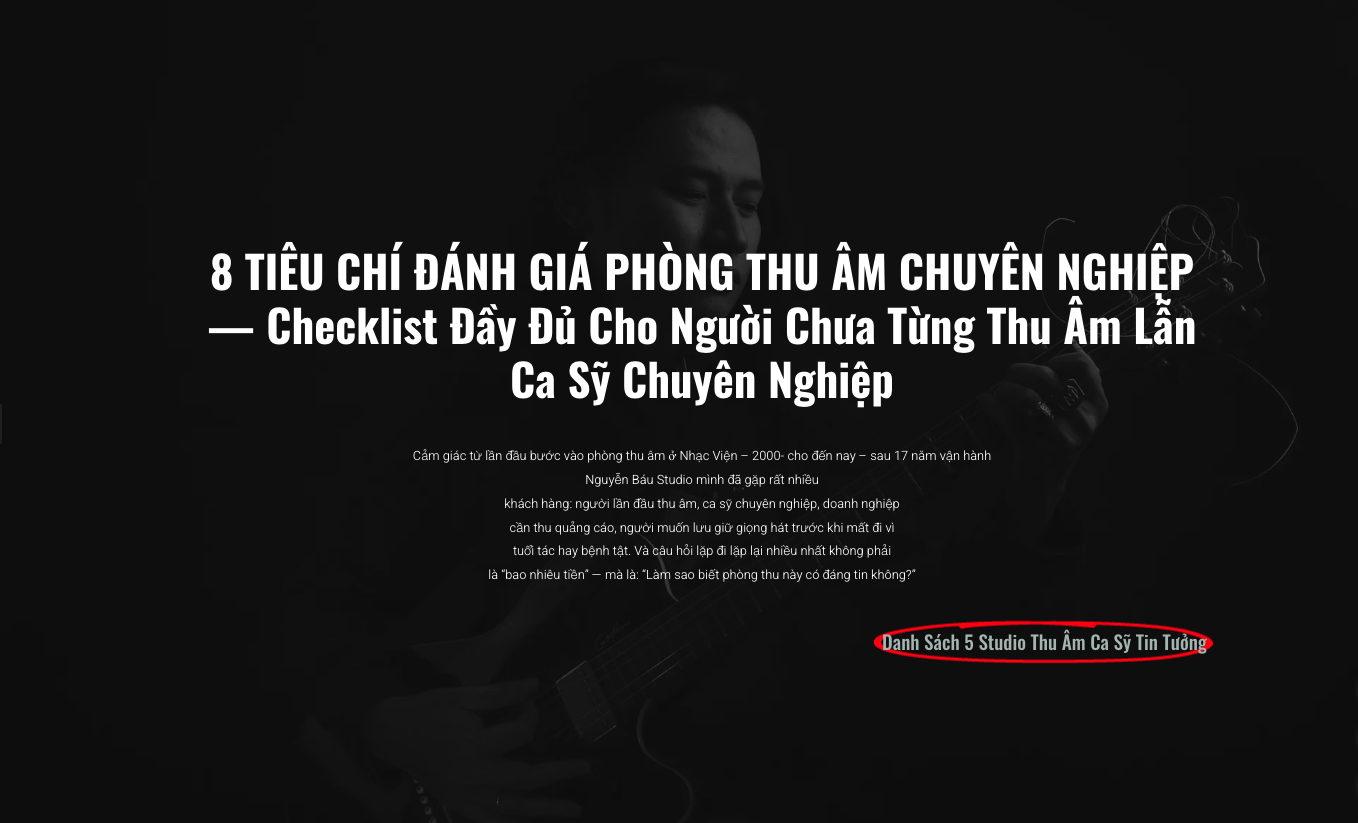 8 TIÊU CHÍ ĐÁNH GIÁ PHÒNG THU ÂM CHUYÊN NGHIỆP
